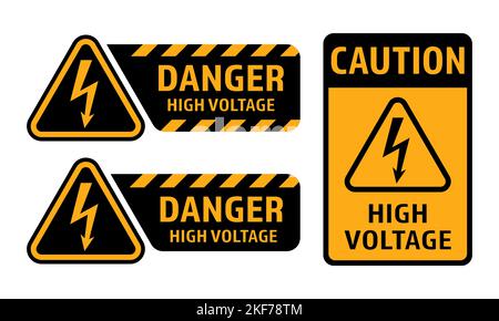 Signes de haute tension. Danger d'électricité. Zone de danger. Symboles de vecteur de danger isolés sur fond blanc EPS 10 Illustration de Vecteur