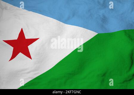 Plein cadre gros plan sur un drapeau de Djibouti en 3D rendu. Banque D'Images