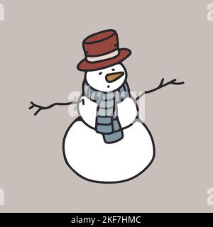 Bonhomme de neige mignon illustration de vecteur. Bonhomme de neige Illustration de Vecteur