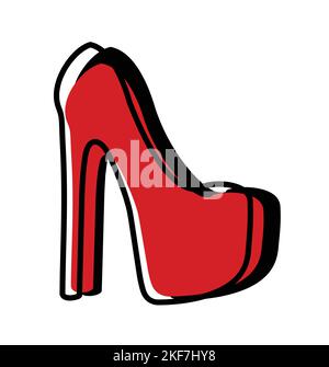 Hautes chaussures de talon rouge, icône de style plat Illustration de Vecteur