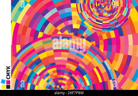 Arrière-plan abstrait de couleurs vives aléatoires avec cercles multicolores. Motif graphique vectoriel artistique coloré. Couleurs CMJN Illustration de Vecteur