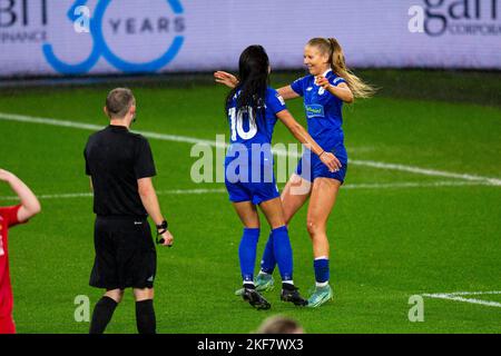 Cardiff, Royaume-Uni. 16th novembre 2022. Rhianne Oakley de Cardiff City en action. Cardiff City v Abergavenny dans le Genero Adran Premier au Cardiff City Stadium le 16th novembre 2022. Crédit : Lewis Mitchell/Alay Live News Banque D'Images