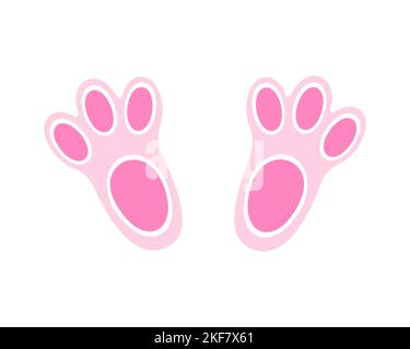 Imprimé pied de lapin rose. Pattes de lapin mignonnes isolées sur fond blanc. Élément de design pour la fête de Pâques ou du nouvel an, la décoration, l'accueil ou la carte d'invitation. Illustration vectorielle plate Illustration de Vecteur