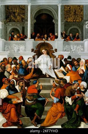 Ludovico Mazzolino; l'enseignement de Jésus âgé de douze ans dans le Temple; 1892; huile sur bois de peuplier; Gemaldegalerie Alte Meister, Dresde, Allemagne. Banque D'Images