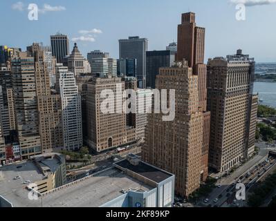 NEW YORK, New York — 17 septembre 2022 : des bâtiments sont visibles dans le Lower Manhattan. Banque D'Images