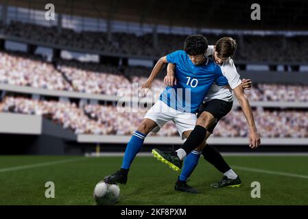 Joueurs de football dans le stade Banque D'Images