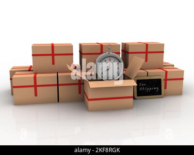 3D rendu du carton avec horloge Banque D'Images