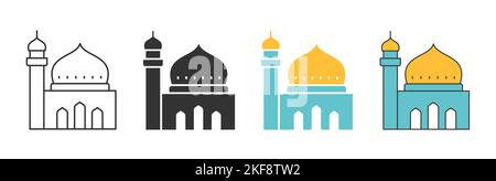 Icône de la mosquée arabe. Illustration vectorielle noire isolée sur fond blanc. Illustration de Vecteur
