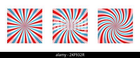 Rayures radiales roses et bleues avec effet torsadé. Motif Pinwheel. Cirque, carnaval ou mascarade. Gomme à bulles, sucreries sucrées de Lollipop, texture de crème glacée. Illustration de dessin animé vectoriel Illustration de Vecteur