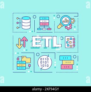 Bannière turquoise ETL Word concepts Illustration de Vecteur