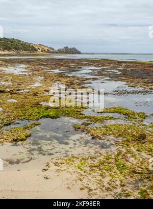 Récifs exposés à marée basse à Cape Mentelle dans le parc national Leeuwin-Naturaliste région de Margaret River Australie occidentale Banque D'Images