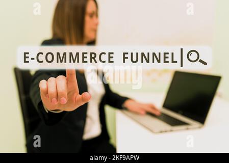 Légende conceptuelle E Commerce Funnel. Mot pour un outil utilisé pour optimiser la convivialité des ressources en ligne Banque D'Images