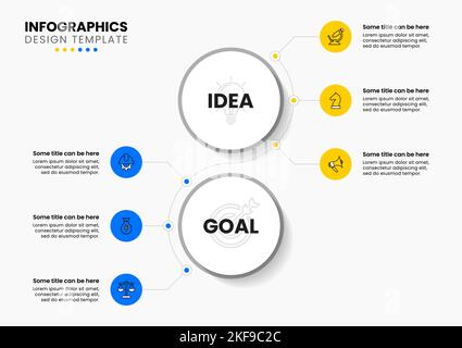 Modèle d'infographie avec icônes et 6 options ou étapes. Peut être utilisé pour la mise en page de flux de travail, le diagramme, la bannière, la conception Web. Illustration vectorielle Illustration de Vecteur