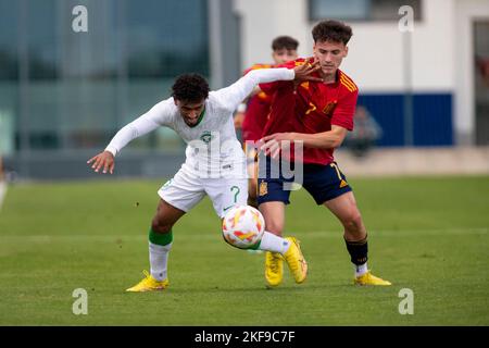 ALELEWAI ABDULAZIZ, BLANCO FABIO, ESPAGNE U19 contre ARABIE SAOUDITE U20, hommes, match amical, Wek de football, Pinatar Arena football Center. Espagne, région de M. Banque D'Images