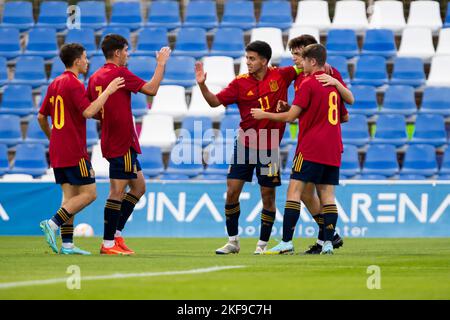 Célébration du but 1-0, BARBERA VICTOR, ESPAGNE U19 contre ARABIE SAOUDITE U20, hommes, match amical, Wek de football, Pinatar Arena football Center. Espagne, région Banque D'Images