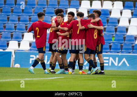 Célébration du but 1-0, BARBERA VICTOR, ESPAGNE U19 contre ARABIE SAOUDITE U20, hommes, match amical, Wek de football, Pinatar Arena football Center. Espagne, région Banque D'Images