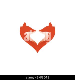 Logo Love Fox. Icône cœur de renard. Illustration Fox Illustration de Vecteur