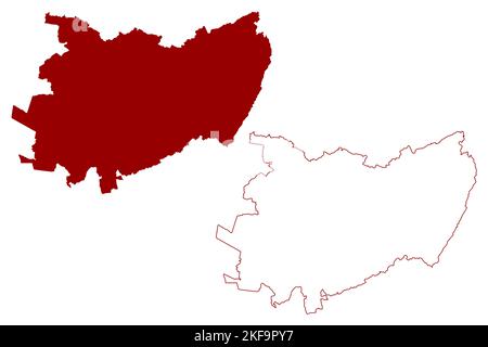 Mendip zone non-métropolitaine, (Royaume-Uni de Grande-Bretagne et d'Irlande du Nord, comté cérémonial Somerset ou Somersetshire, Angleterre) carte vec Illustration de Vecteur