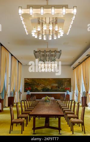 La salle de banquet d'État au Palais de la réunification, Ho Chi Minh ville, Vietnam Banque D'Images