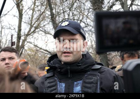 Non exclusif: KHERSON, UKRAINE - 16 NOVEMBRE 2022 - Chef adjoint du Département principal de la police nationale dans la région de Kherson - Chef de l'Invest Banque D'Images