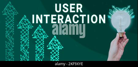 Légende conceptuelle interaction avec l'utilisateur. Mot pour savoir comment le client agit sur le système et vice versa Banque D'Images