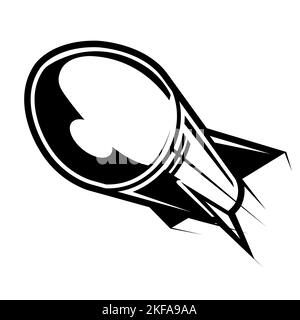 Vue de face du missile volant, fusée en vol, bombe nucléaire aérienne, attaque à la fusée atomique, vecteur Illustration de Vecteur