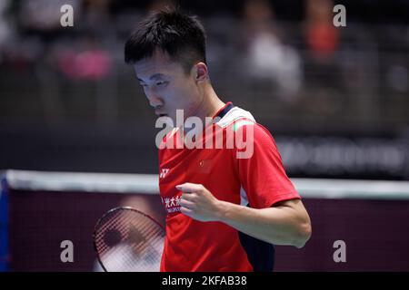 SYDNEY, AUSTRALIE - NOVEMBRE 16 : Guang zu lu de Chine en action pendant le match des célibataires entre la Chine et l'Indonésie à Quaycenter sur 16 novembre 2022 à Sydney, Australie Banque D'Images