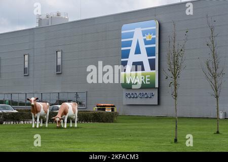 Famille moderne souci Royal A-ware Food Group à Heerenveen fabrique du fromage, des produits laitiers frais, de la crème, des tapas et du lait en poudre pour les clients du monde entier Banque D'Images