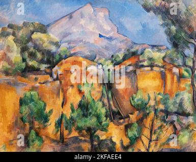 Peinture Paul Cézanne - Mont Sainte victoire vue de la carrière Bibemus ; c 1895-9 peinture à l'huile, sud de la France. Post Impressionniste ancien maître. Banque D'Images