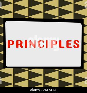 Écriture principes d'affichage de texte. Concept d'affaires vérité fondamentale qui sert de base à un système de croyance Banque D'Images