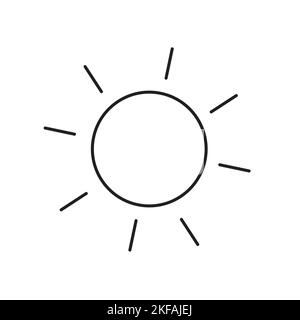 Icône Sun Line. Illustration du vecteur lumineux du soleil isolée sur blanc. Motif soleil et rayons, conçu pour le Web Illustration de Vecteur