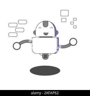 Illustration de l'icône du vecteur de dessin animé du robot mignon. Science Technology Icon concept vecteur Premium isolé. Style de dessin animé plat Illustration de Vecteur