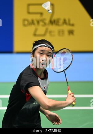 Sydney, Australie. 17th novembre 2022. Un se Young de la Corée vu pendant le groupe SATHIO 2022 Australian Badminton Open féminin single round of 16 match contre Asuka Takahashi du Japon. Un se a remporté le match 21-15, 21-9. Crédit : SOPA Images Limited/Alamy Live News Banque D'Images
