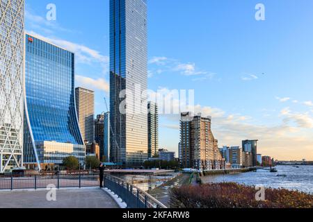 Terre-Neuve et Landmark Pinnacle, tours résidentielles à Tower Hamlets, Londres, Royaume-Uni Banque D'Images