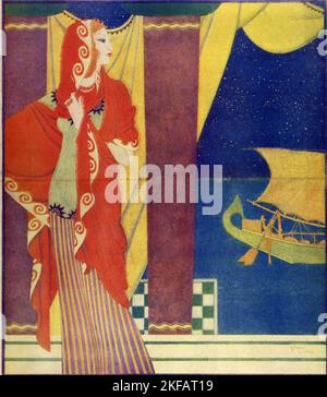 « Helen de Troy » a publié 14 avril 1929 dans le magazine American Weekly Sunday peint par Edmund Dulac pour la série « Famous Vamps of History » Banque D'Images