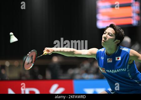Sydney, Australie. 17th novembre 2022. Koki Watanabe, du Japon, vu lors du groupe SATHIO 2022, Australian Badminton Open, le seul tour masculin du match de 16 contre Kento Nishimoto, du Japon. Watanabe a remporté le match, 21-13, 22-20. (Photo par Luis Veniegra/SOPA Images/Sipa USA) crédit: SIPA USA/Alay Live News Banque D'Images