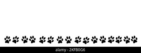 Empreintes de chien côte à côte sur fond blanc avec espace de copie Banque D'Images