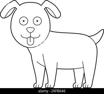 Illustration vectorielle facile à colorier d'un chien Illustration de Vecteur