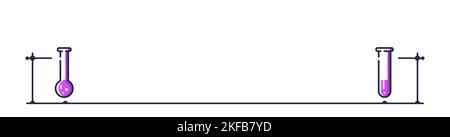 Bordure avec flacons de chimie en verre. Deux tubes de chimie différents. Illustration de Vecteur