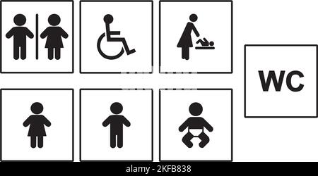 Panneaux indicatifs pour les toilettes sur fond blanc Illustration de Vecteur