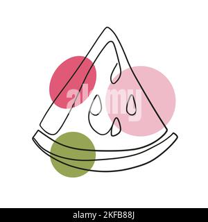Pastèque une ligne de dessin biologique Illustration de Vecteur
