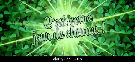 c'est votre jour de chance (jour de la chance en anglais) - clovers bannière vue du dessus - 3D rendu Banque D'Images