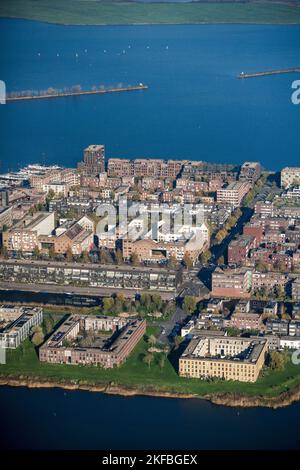 Maisons hollandaises typiques : prise de vue aérienne de nouvelles maisons près d'Amsterdam Banque D'Images