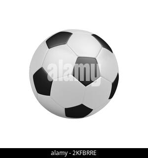 Ballon de football isolé sur fond blanc. 3d illustration. Banque D'Images