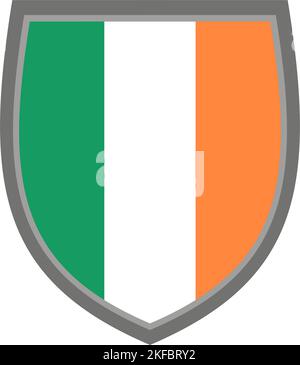 Bouclier aux couleurs du drapeau irlandais, icône bouclier irlandais découpé Illustration de Vecteur