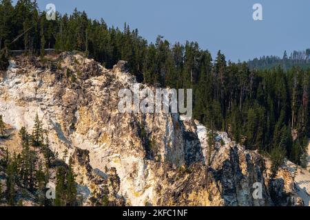 Détail du Grand Canyon du Yellowstone depuis Artist point ; Parc national de Yellowstone ; Wyoming, États-Unis. Banque D'Images
