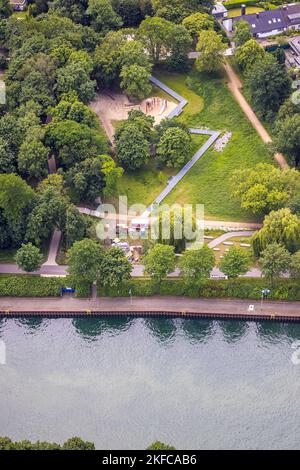 Vue aérienne, aire de jeux pour enfants à Ferdinand-Freiherr-von-Raesfeld-Straße, Hardt, Dorsten, région de la Ruhr, Rhénanie-du-Nord-Westphalie, Allemagne, DE, Europe, AE Banque D'Images