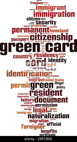 Concept de « Green card Word Cloud ». Collage de mots sur la carte verte. Illustration vectorielle Illustration de Vecteur