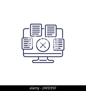 Supprimer des fichiers, icône de ligne de documents Illustration de Vecteur