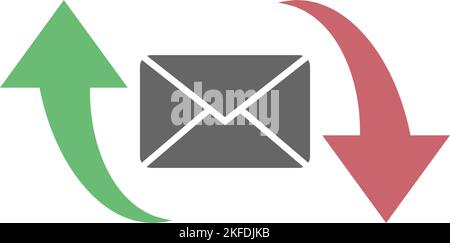 Illustration vectorielle noire d'un courrier avec des flèches d'envoi et de réception vertes et rouges Illustration de Vecteur